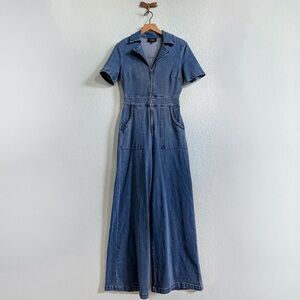 NWOT•Flying Tomato•Retro Denim Jumpsuit•Wide Leg•Medium Wash